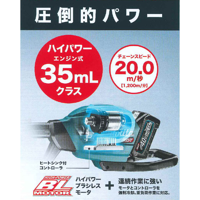 MUA002GZ 充電式高枝チェンソー 40V マキタ ▽ ｜ 道具屋オンライン